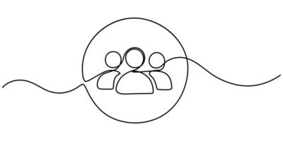 People team continuous on line drawing on white background. vector