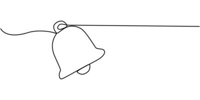 One continuous line drawing of christmas bells. vector