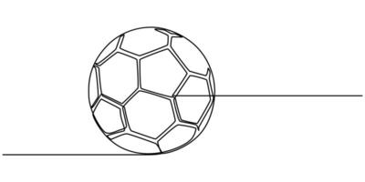 One continuous one line drawing of football ball Editable stroke illustration vector