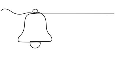 Alarm Bell Neon Continuous Line Icon continuous one line drawing vector