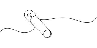 continuous on line drawing single line art doodle safety pin vector