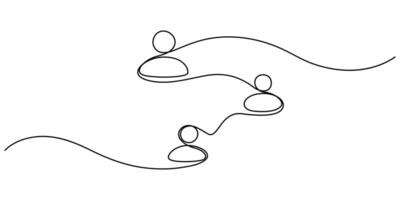 team icon continuous on line drawing vector