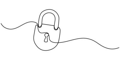 continuous one line drawing of padlock illustration vector