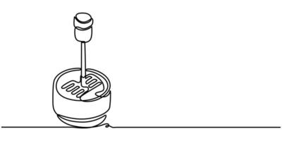 Gearbox symbol and glyph design, continuous one line drawing, vector