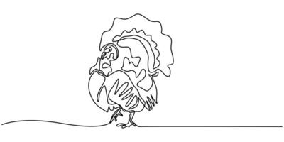 turkey bird single continuous one line drawing turkey poultry vector