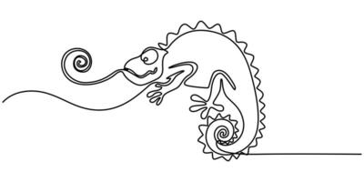 Cameleon single continuous one line drawing art illustration Editable stroke vector