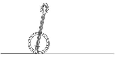 continuous line drawing banjo music instrument illustration minimalist design, American banjo vector