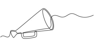 Megaphone loudspeaker icon continuous single line drawing of Minimalist style illustration on white background vector