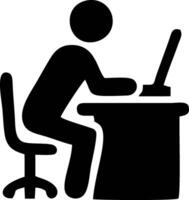 Person working at a computer icon. vector