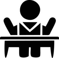 Stylized Icon of a Person at a Desk, Ready to Answer vector