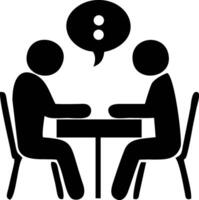 Two people engaged in a discussion at a table vector
