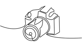 DSLR camera continuous one line drawing, Photography Web Banner with Continuous Line Icon vector