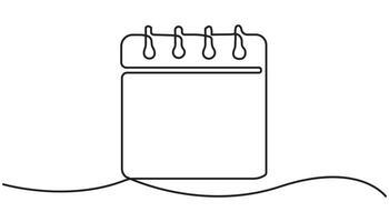 calendar continuous one line drawing, line drawing calendar icon illustration vector