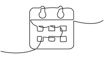 calendar continuous one line drawing vector