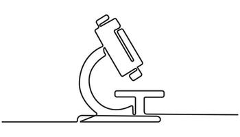 Continuous one-line drawing of medical microscope laboratory, Simple microscope laboratory minimalist concept drawing vector