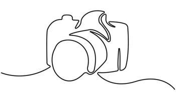 DSLR camera continuous one line drawing, illustration gadget technology concept vector