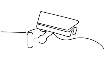 cc tv camera continuous one line drawing, Single Line Illustration vector