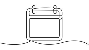 calendar continuous one line drawing, memorable date, countdown, holiday, weekday and weekend. vector