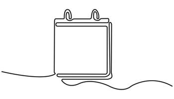 line drawing calendar icon illustration, Continuous one line drawing of empty loose-leaf calendar. vector