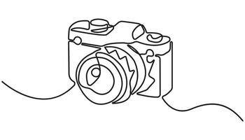 One Continuous Line Drawing of Camera, DSLR camera continuous one line drawing illustration vector