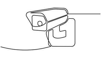 cc tv camera continuous one line drawing, Surveillance Security Camera CCTV Sketchy Doodle Icon with Editable Stroke vector