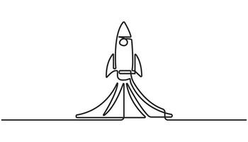 Continuous Line Drawing of Spaceship Icon. Hand Drawn Symbol Illustration vector