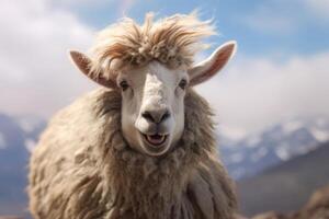 Merino sheep with nature background. Close up. photo