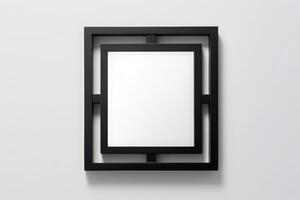 Realistic thin double photo frame mockup. Simple, clean portrait large black frame mock-up isolated on white background. Modern, minimal poster template.