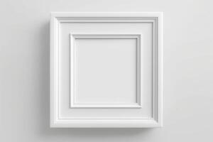 Isolated square picture frame mockup template on white background. White border with empty space. photo
