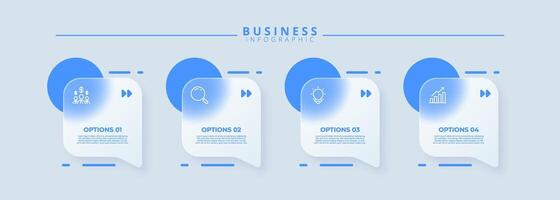 Design template for infographic labels with icons and 4 options or steps. Suitable for process diagrams, presentations, workflow layouts, banners, flow charts, and infographic vector