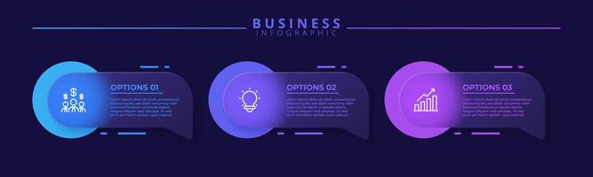 Infographic label design template featuring icons and three distinct steps vector