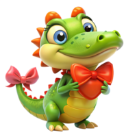 Crocodile Dressed in Red Bow for Microstock Use png