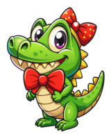 Stylish Crocodile in Bow Tie on Transparent Background png