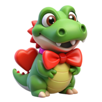 Crocodile Character Dressed Up with Red Bow png