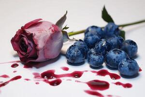 A rose and some blueberries photo