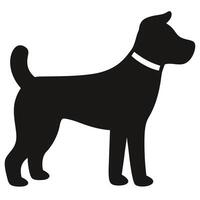 Silhouette Illustration Of A Dog Wearing A Collar On Isolated White Background vector