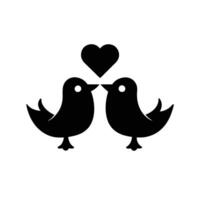 Two Birds Touching Beaks With A Heart Above Them Black Silhouette vector