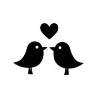 Two Birds In Love Sharing A Heart Silhouette For Valentines Day vector
