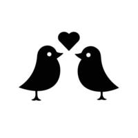 Two Birds In Love Minimalist Illustration Black And White Design vector