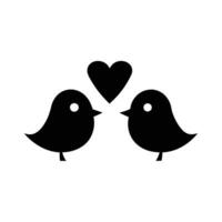 Two Birds Facing Each Other With Heart Shape Illustration Design vector