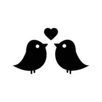 Two Birds With Heart Icon Expressing Love And Affection Black Silhouette vector