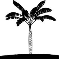 Minimalist Banana Palm Tree Silhouette For Tropical Design Elements And Backgrounds vector
