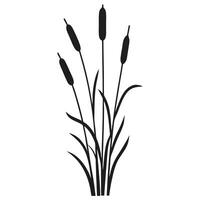Elegant Cattail Silhouette With Tall Grasses Graphic For Design Projects vector