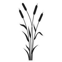 Cattail Silhouette Image Of Marsh Plant With Black Stalks And Leaves vector