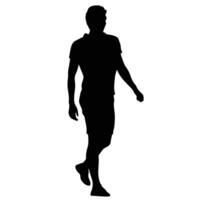 Silhouette Of A Man Walking In Casual Clothes On A White Background vector