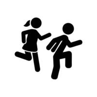 Graphic Of Running Children Symbolizing Health And Activity In Black Silhouette vector