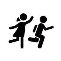 Girl And Boy Running Happy Simple Stick Figures Minimalist Illustration vector