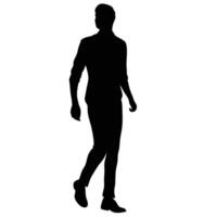 Silhouette Of Man Walking Isolated On White Background Full Length Figure vector