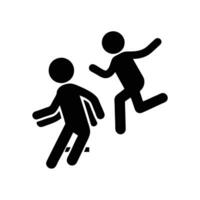 People Running Stick Figures Illustration Chasing And Escaping With Abstract Design vector