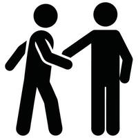 Simple Pictogram Of Two Figures Shaking Hands For Business Agreement Or Collaboration vector